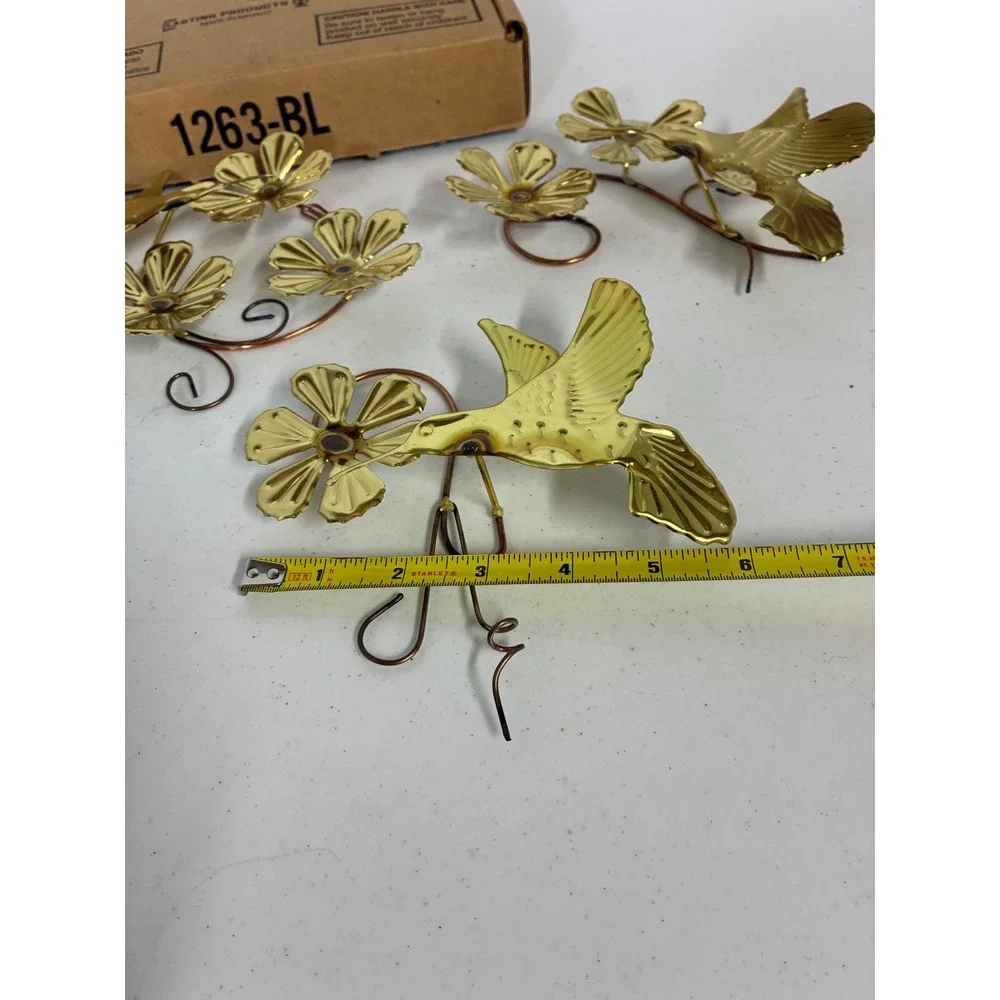 Home Interiors & Gifts Gold Hummingbird Flower Metal Wall Decor Set 3 1263-BL
